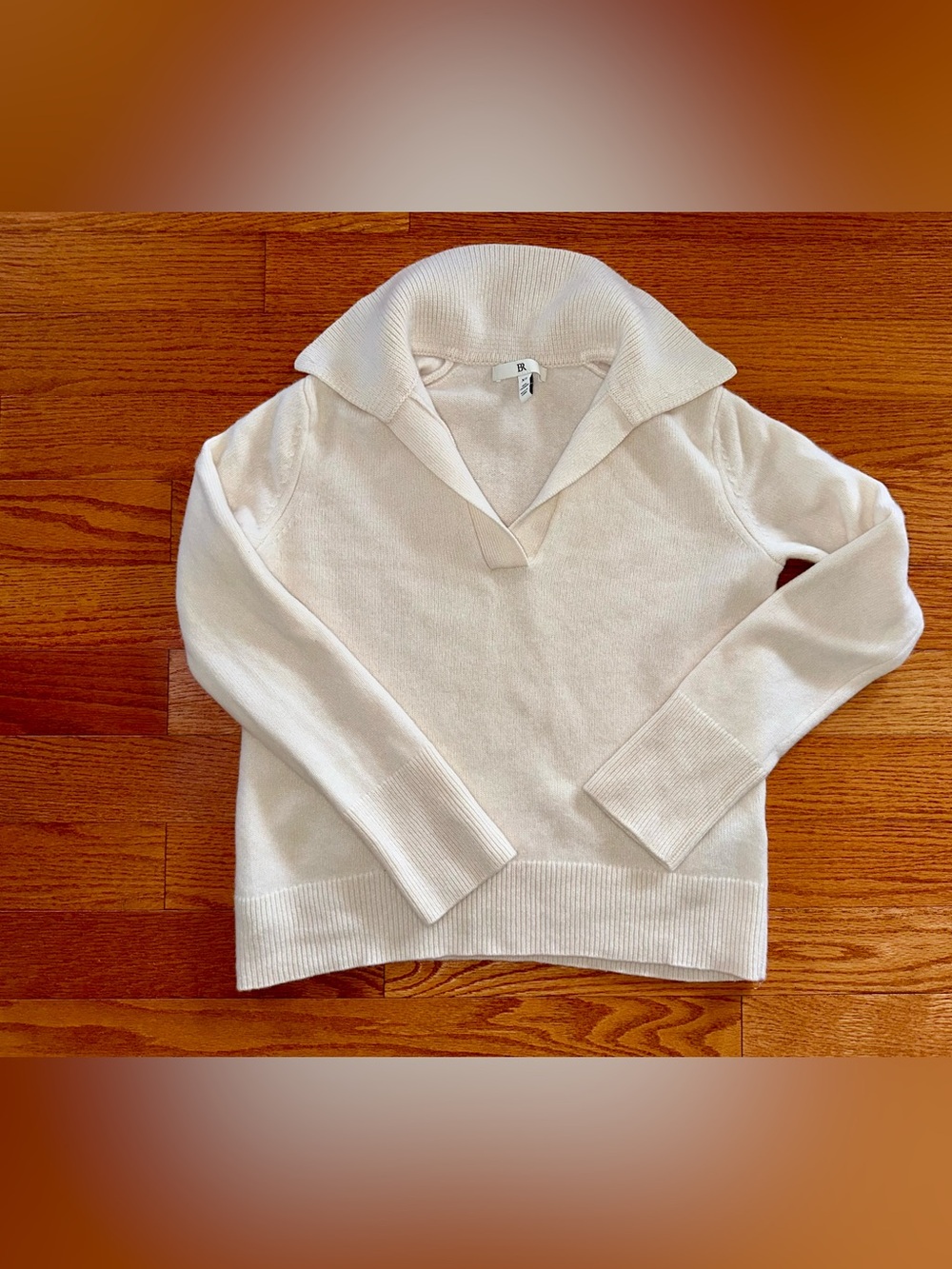 Banana Republic 100% Cashmere Sweater Womens Off White Collar V-Neck - XS